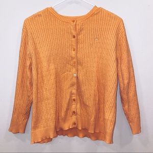 Duck head women’s mango orange cable knit sweater